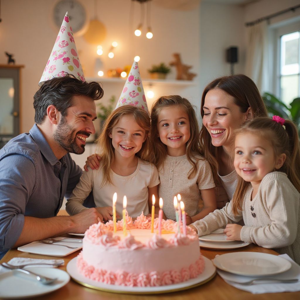 Famille satisfaite après événement